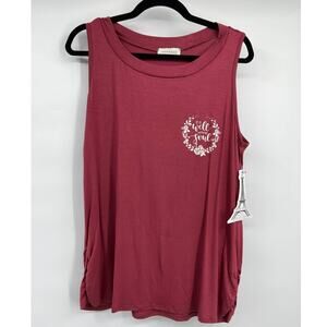 French Pastry Burgundy Tank Top Sleeveless Tee Soft Lightweight Shirt 1X Womens